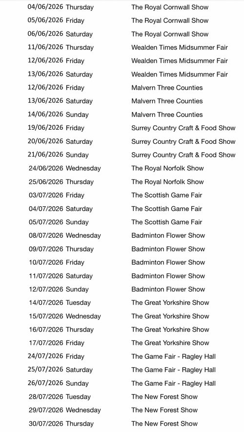 2026 Show List
